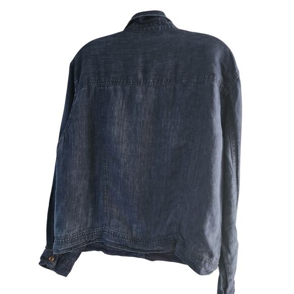 J.Jill Women's Denim Linen Long Sleeve Button Down Shacket Medium - Picture 4 of 5